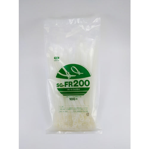 ＳＧ　フックリピートタイ　（標準タイプ）　乳白色　７．４×２０５ｍｍ　SG-FR200　1 袋