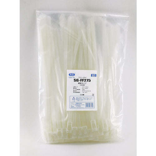 SG Free Tie (Standard Type) Milky White 7.8 x 275 mm SG-FF275 1 bag