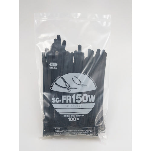ＳＧ　フックリピートタイ　（耐候・耐熱タイプ）　黒色　７．４×１５５ｍｍ　SG-FR150W　1 袋