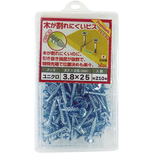 ＯＨＳＡＴＯ　ユニクロ　木が割れにくいビス　ＰＲ　３．８×２５　（２１０本入）　544-301　1 箱