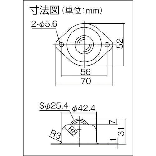 プレインベア　ボールキャスター　プレインベア　上向き用　スチール製　ＰＶ８０　許容荷重２００ｋｇ　PV80　1 個