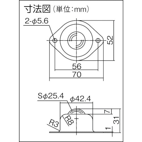 プレインベア　ボールキャスター　プレインベア　上向き用　ステンレス製　ＰＶ８０Ｓ　許容荷重２００ｋｇ　PV80S　1 個