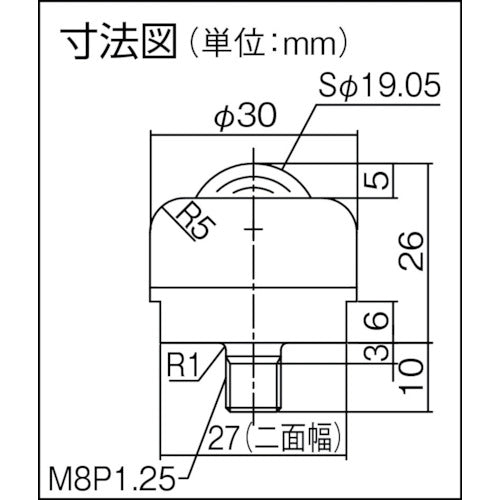 プレインベア　ボールキャスター　プレインベア　ゴミ排出穴付　上向き用　ボルトタイプ　ステンレス製　ＰＶ５０ＢＳＨ　許容荷重１１０ｋｇ　PV50BSH　1 個