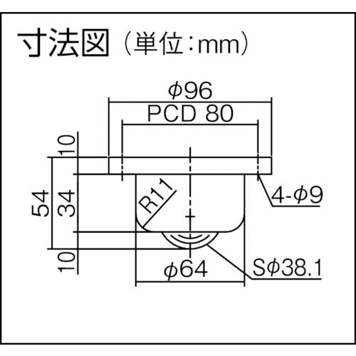 プレインベア　ボールキャスター　プレインベア　ゴミ排出スリット付　下向き用　フランジタイプ　スチール製　ＰＶＳ２６０ＦＭ　許容荷重５００ｋｇ　PVS260FM　1 個