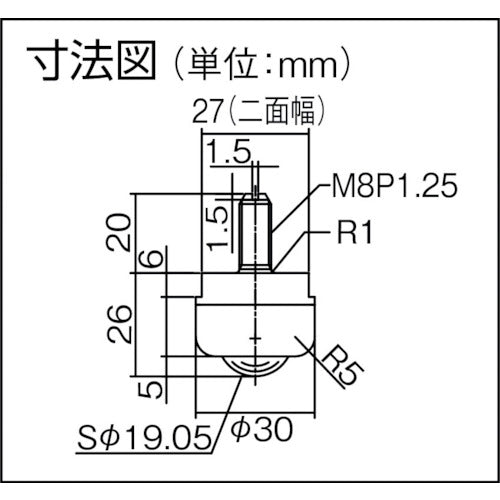 プレインベア　ボールキャスター　プレインベア　ゴミ排出スリット付　下向き用　ボルトタイプ　スチール製　ＰＶＳ５０Ｂ　許容荷重６０ｋｇ　PVS50B　1 個