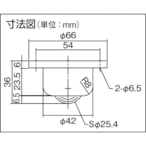 プレインベア　ボールキャスター　プレインベア　ゴミ排出スリット付　下向き用　フランジタイプ　ステンレス製　ＰＶＳ１２０ＦＳ　許容荷重１５０ｋｇ　PVS120FS　1 個