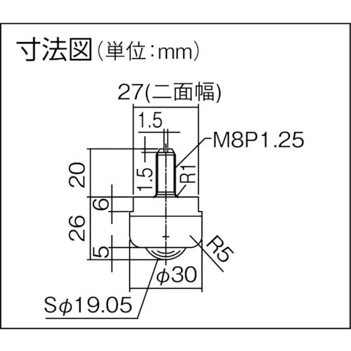 プレインベア　ボールキャスター　プレインベア　ゴミ排出スリット付　下向き用　ボルトタイプ　ステンレス製　ＰＶＳ５０ＢＳ　許容荷重６０ｋｇ　PVS50BS　1 個