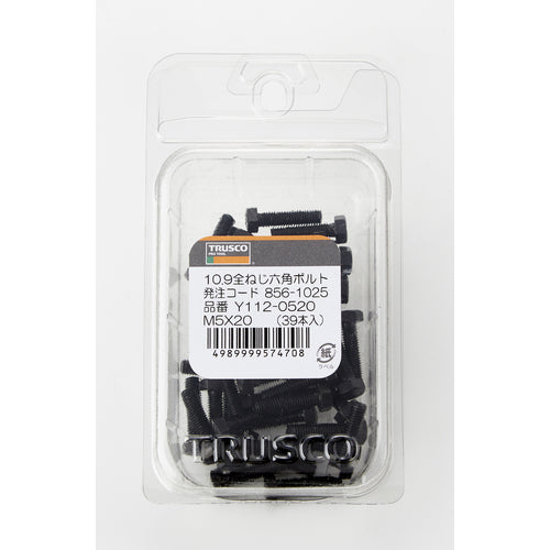 TRUSCO 10.9 육각 볼트 전체 나사 M5×20 39개입 Y112-0520 1 PK