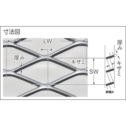 ＯＫＵＴＡＮＩ　ステンレスエキスパンドメタル　０．８Ｔ×ＳＷ７／ＬＷ１４　１０００×１０００　EX-SUS-T0.8SW7LW14-1000X1000　1 枚