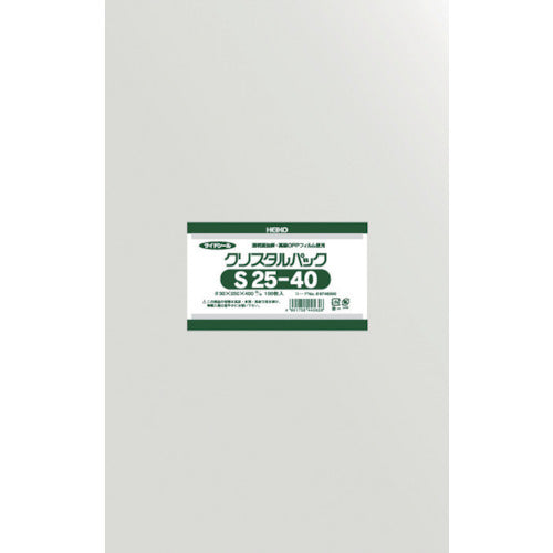 HEIKO OPP 봉투 테이프 없음 크리스탈 팩 S25-40 100장들이 6748300 S25-40 1봉