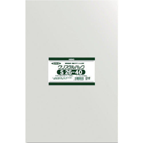 ＨＥＩＫＯ　ＯＰＰ袋　テープなし　クリスタルパック　Ｓ２６−４０　１００枚入り　6748500 S26-40　1 袋