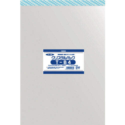 ＨＥＩＫＯ　ＯＰＰ袋　テープ付き　クリスタルパック　Ｔ−Ｂ４　１００枚入り　6743300 T27-38　1 袋