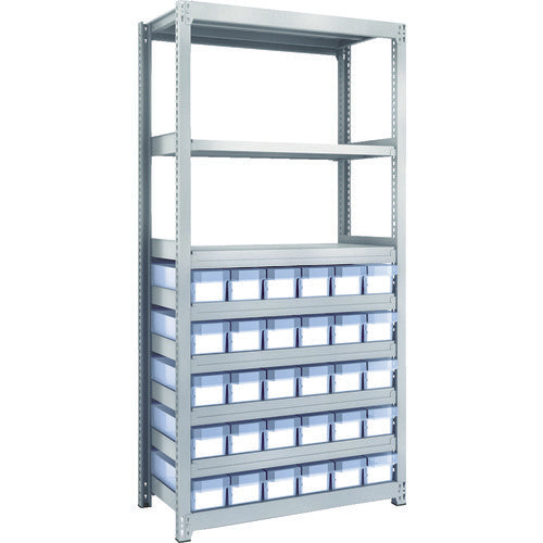 TRUSCO Steel Rack M2 Type Light-Medium Duty Shelf H1800 with Plastic Transparent Drawer Small x30 M2-6348-C30 1 Unit
