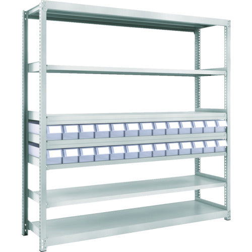 TRUSCO Steel Rack M2 Type Light-Medium Duty Shelf H1800 with Plastic Transparent Drawer Small X26 M2-6647-C26 1 Unit