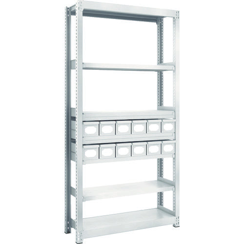 TRUSCO Steel Rack M2 Type Light-Medium Duty Shelf H1800 with Steel Drawer Small x12 M2-6337-A12 1 Unit