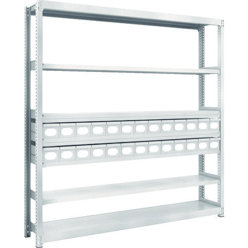 TRUSCO Steel Rack M2 Type Light-Medium Duty Shelf H1800 with Steel Drawer Small X26 M2-6637-A26 1 Unit