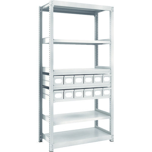 TRUSCO Steel Rack M2 Type Light-Medium Duty Shelf H1800 with Steel Drawer Small x12 M2-6347-A12 1 Unit