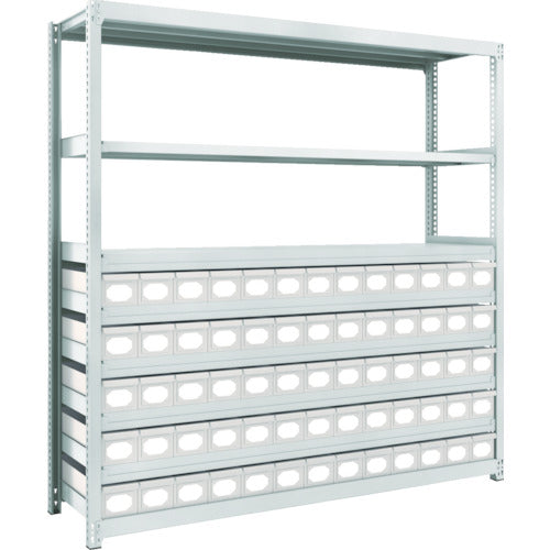 TRUSCO Steel Rack M2 Type Light-Medium Duty Shelf H1800 with Steel Drawer Small X65 M2-6648-A65 1 Unit