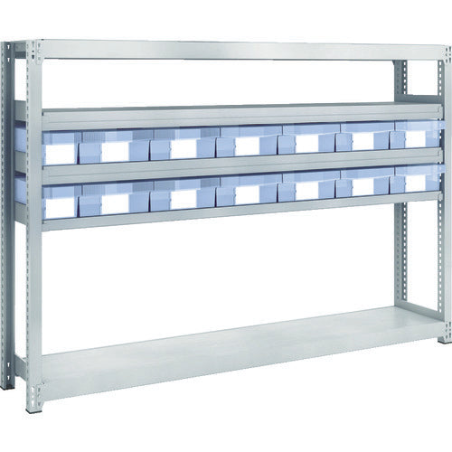 TRUSCO Steel light and medium weight boltless shelf M2 type with resin transparent drawer W1760 x D300 x H1200 Small x 2, large x 12 M2-4635-C2D12 1 unit