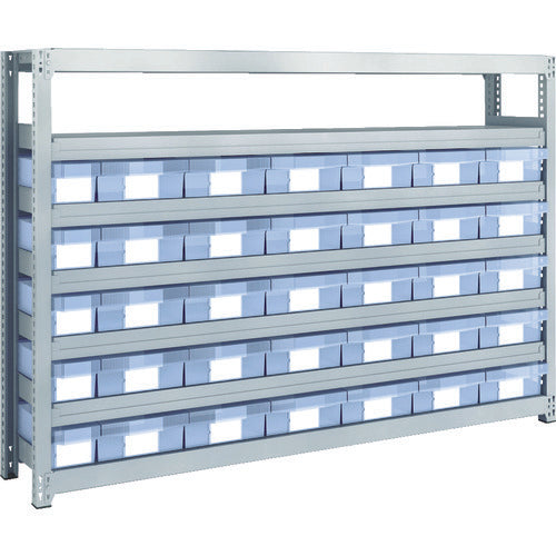 TRUSCO Steel Light-Medium-Duty Boltless Shelf M2 Type with Plastic Transparent Drawer W1760 x D300 x H1200 Small x 5, Large x 30 M2-4637-C5D30 1 Unit