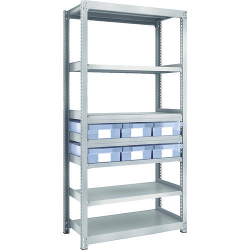 TRUSCO Steel Light-Medium-Duty Boltless Shelf M2 Type with Plastic Transparent Drawers W860 x D450 x H1800 Large x 6 M2-6347-D6 1 Unit