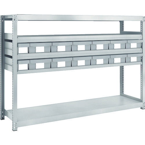 TRUSCO Steel Light-Medium-Duty Boltless Shelf M2 Type Resin Neo-Gray Drawers W1760 x D450 x H1200 Small x 2, Large x 12 M2-4645-E2F12 1 Unit