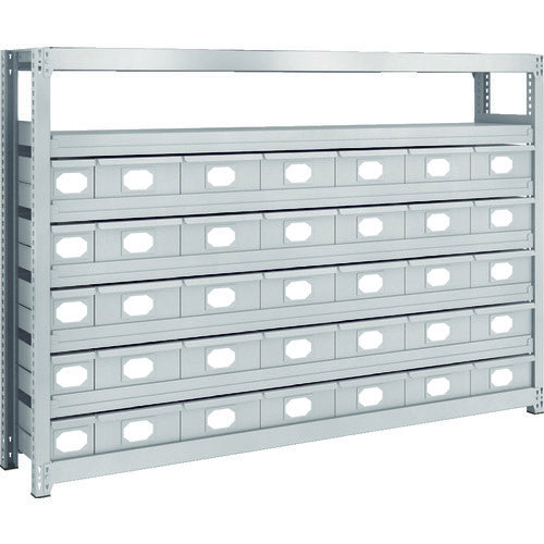 TRUSCO Steel Light-Medium-Duty Boltless Shelf M2 Type with Steel Drawers W1760 x D300 x H1200 Small x 5, Large x 30 M2-4637-A5B30 1 Unit