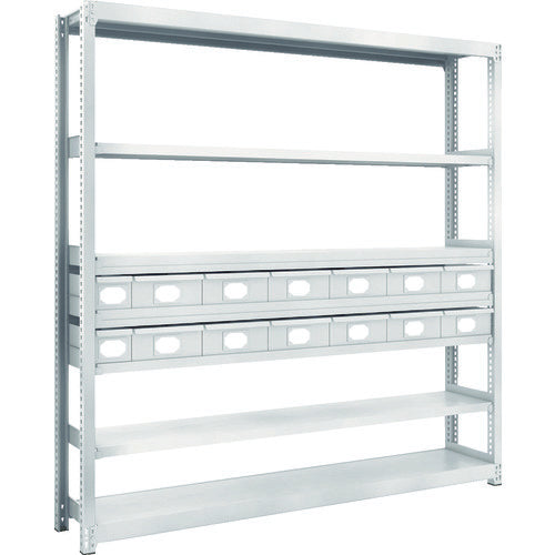 TRUSCO Steel Light-Medium-Duty Boltless Shelf M2 Type with Steel Drawers W1760 x D300 x H1800 Small x 2, Large x 12 M2-6637-A2B12 1 Unit
