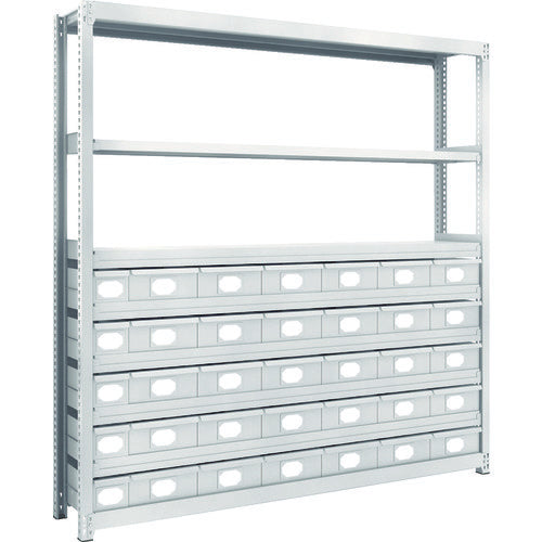 TRUSCO Steel Light-Medium-Duty Boltless Shelf M2 Type with Steel Drawers W1760 x D300 x H1800 Small x 5, Large x 30 M2-6638-A5B30 1 Unit