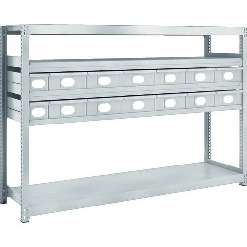TRUSCO Steel Light-Medium-Duty Boltless Shelf M2 Type with Steel Drawers W1760 x D450 x H1200 Small x 2, Large x 12 M2-4645-A2B12 1 Unit
