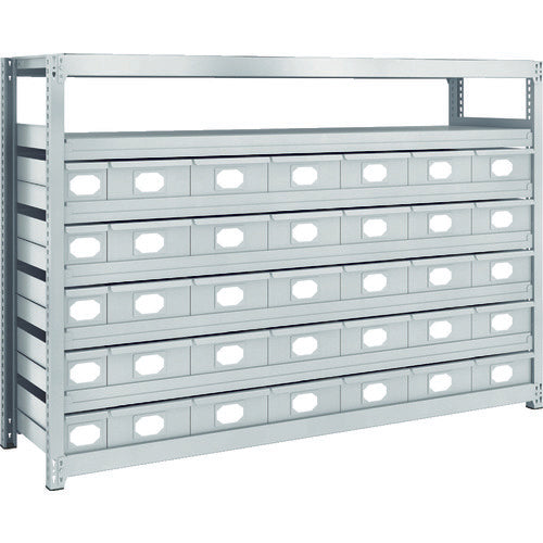 TRUSCO Steel Light-Medium-Duty Boltless Shelf M2 Type with Steel Drawers W1760 x D450 x H1200 Small x 5, Large x 30 M2-4647-A5B30 1 Unit