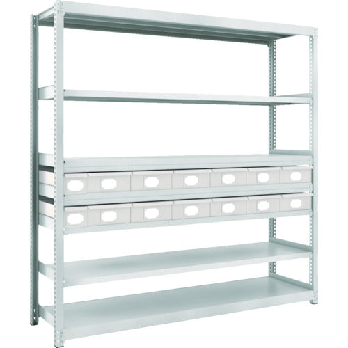 TRUSCO Steel Light-Medium-Duty Boltless Shelf M2 Type with Steel Drawers W1760 x D450 x H1800 Small x 2, Large x 12 M2-6647-A2B12 1 Unit