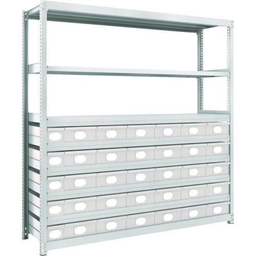 TRUSCO Steel Light-Medium-Duty Boltless Shelf M2 Type with Steel Drawers W1760 x D450 x H1800 Small x 5, Large x 30 M2-6648-A5B30 1 Unit