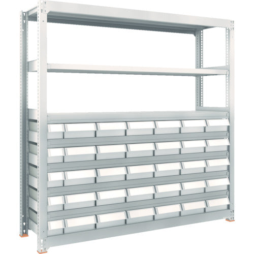 ＴＲＵＳＣＯ　スチール製中量ボルトレス棚　Ｍ３型　樹脂ネオグレー引出付　Ｗ１８００×Ｄ４７１×Ｈ１８００　小×５・大×３０　M3-6658-E5F30　1 台
