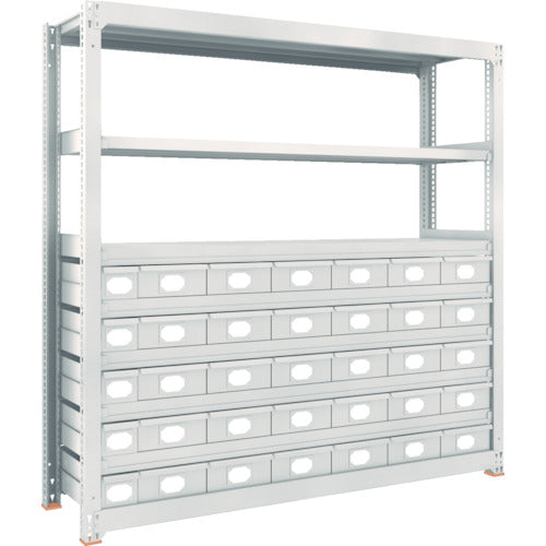 ＴＲＵＳＣＯ　スチール製中量ボルトレス棚　Ｍ３型　スチール引出付　Ｗ１８００×Ｄ４７１×Ｈ１８００　小×５・大×３０　M3-6658-A5B30　1 台