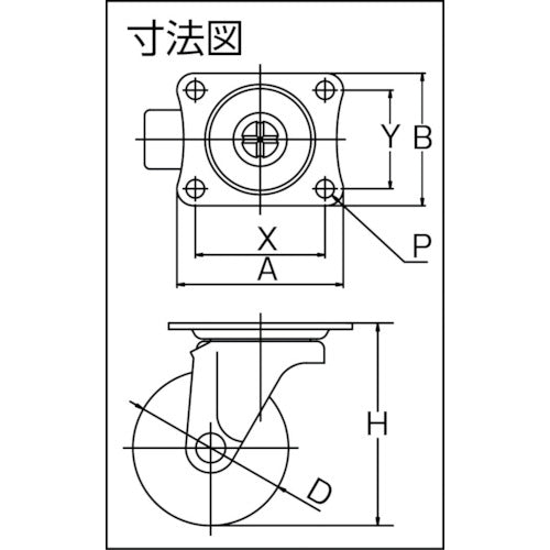 ＴＲＵＳＣＯ　キャスター　ＴＹＧシリーズ　自在　ナイロン車　３２ｍｍ　TYGNY-32　1 個