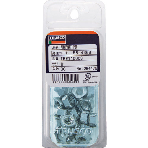 TRUSCO 사각 용접 너트 1D 스틸 원단 M8 파일럿 없음 30 개입 TBW14-0008 1 PK