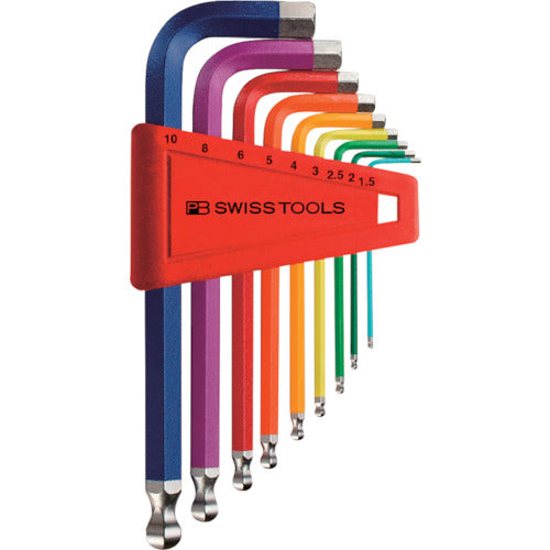 PB Swiss Tools Ball Hexagonal Wrench Set (Rainbow) (Pack) 212H-10RB 1 S