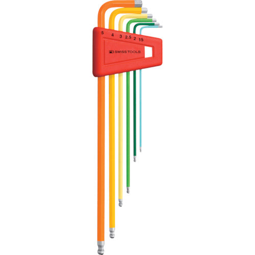 PB Swiss Tools Ball Point Long Hexagonal Wrench Set of 6 (Rainbow) (No Pack) 212LH-5RB 1 S