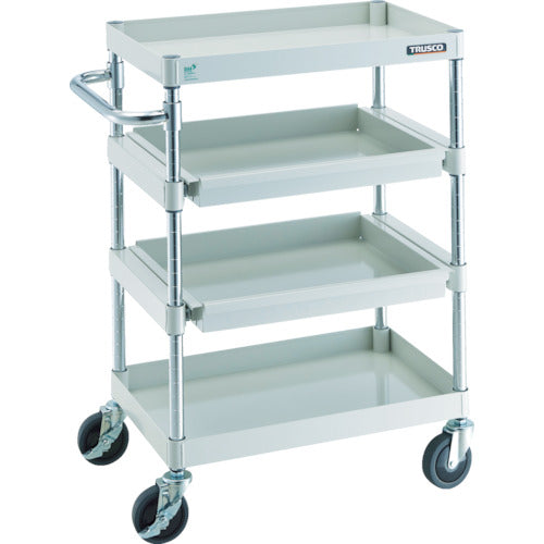 TRUSCO Tool Wagon Phoenix Wagon, Low-noise, 600 x 400, 4-tier, 2-tier slide, White, PEW-962M2-W, 1 unit
