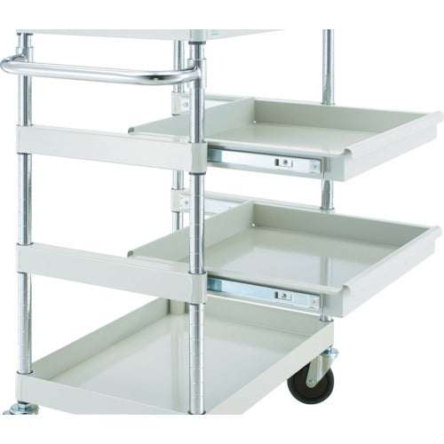 TRUSCO Tool Wagon Phoenix Wagon, Low-noise, 600 x 400, 4-tier, 2-tier slide, White, PEW-962M2-W, 1 unit