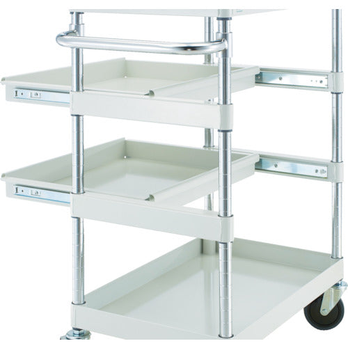 TRUSCO Tool Wagon Phoenix Wagon, Low-noise, 600 x 400, 4-tier, 2-tier slide, White, PEW-962M2-W, 1 unit