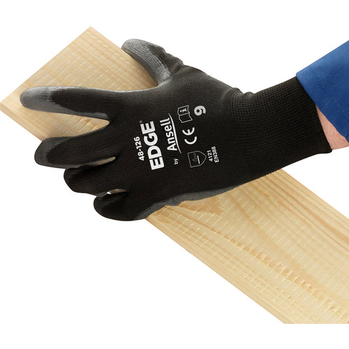 アンセル　ウレタン背抜手袋　エッジ　４８−１２６　ブラック　ＸＬサイズ　48-126-10　1 双