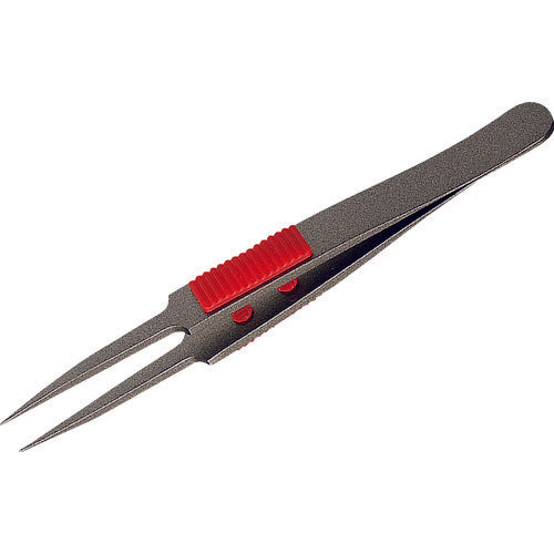 Annex Rubber Grip Stainless Steel Tweezers, Ultra Fine Sharp Type, 115mm, Fluorine Coating, 224, 1 Piece