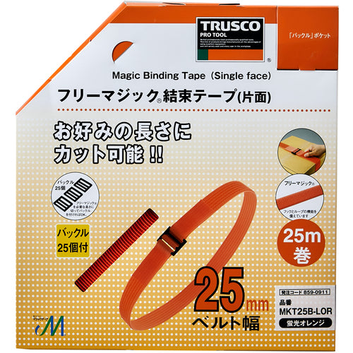 TRUSCO 프리 매직 [[R 아래]] 결속 테이프 단면 형광 오렌지 25mm 25m MKT-25B-LOR 1 권