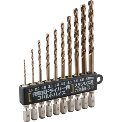 ＲＥＬＩＥＦ　１０本組　ステン用　コバルトハイスドリル　六角軸　１．５〜５．０　21902　1 Ｓ