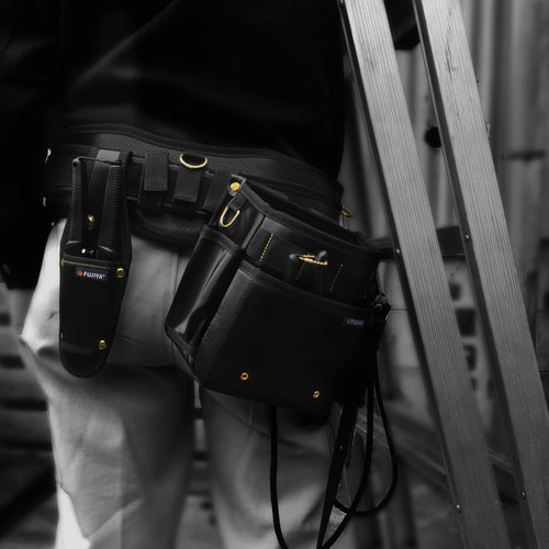 Fujiya Standard 2-tiered Waist Bag (Black and Gold) PS-22BG 1 pc