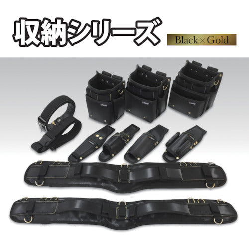 Fujiya Standard 2-tiered Waist Bag (Black and Gold) PS-22BG 1 pc