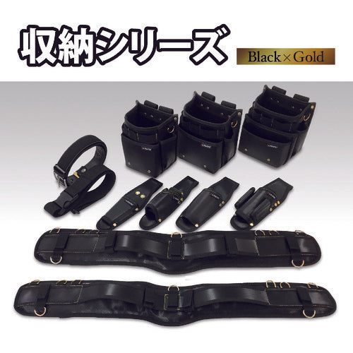 Fujiya Standard 3-tiered Waist Bag (Black and Gold) PS-23BG 1 pc