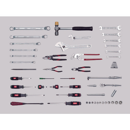 ＫＴＣ　整備用工具セット　シルバー　間口４１０×奥行２１０×高さ１５０ｍｍ　４８点セット　SK3481S　1 Ｓ